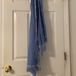 Blue Fashion Scarf with Silver Trimmings